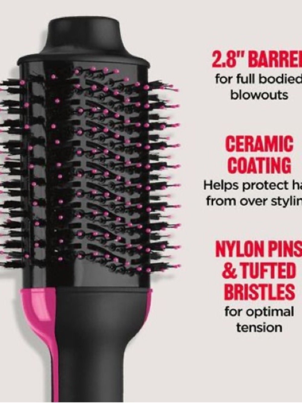 Revlon Black and Pink Hot Air Styling Brush - Picture 2 of 7